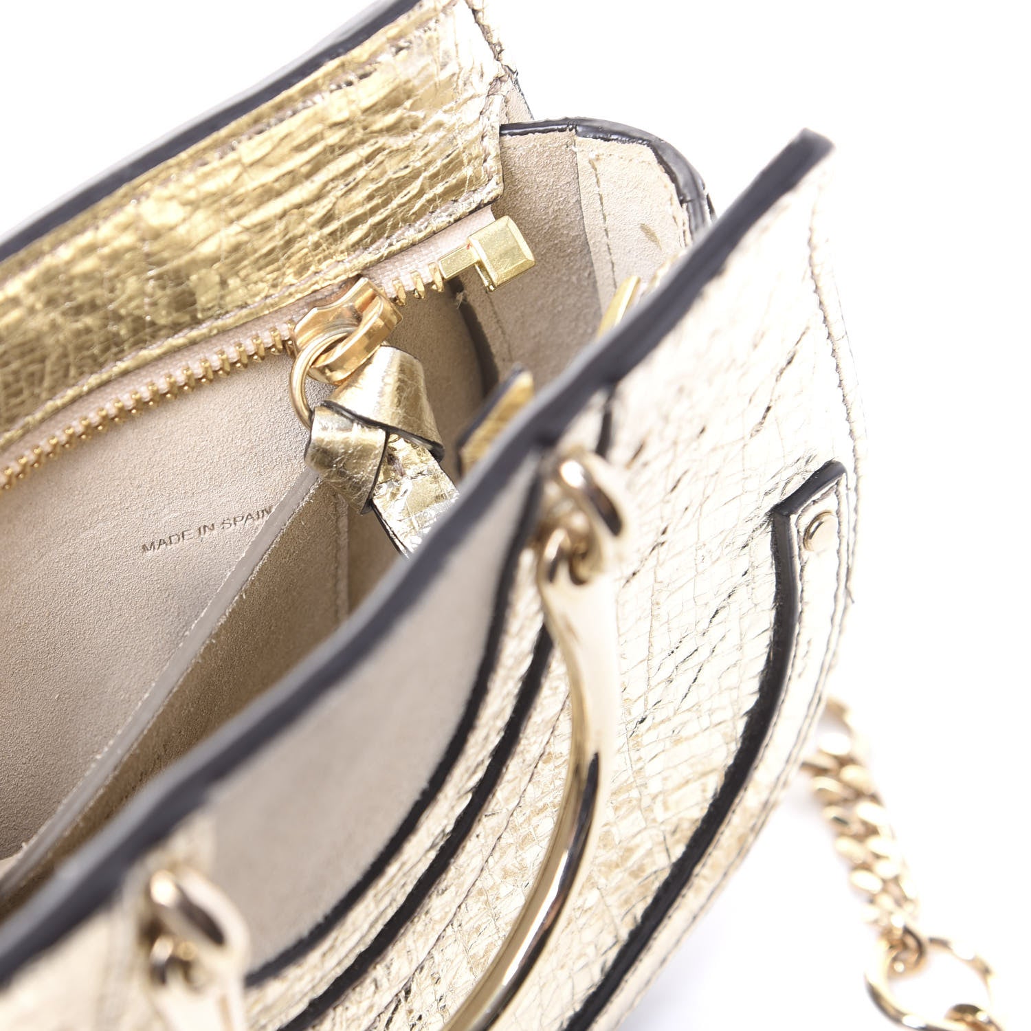 Chloe Metallic Calfskin Lambskin Suede Mini Pixie Signature Belt Bag Gold 9 of 10