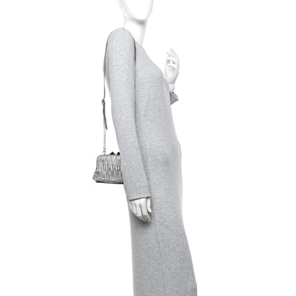 Miu Miu Metallic Matelasse Lux Mini Crossbody Tote Cromo 3 of 14