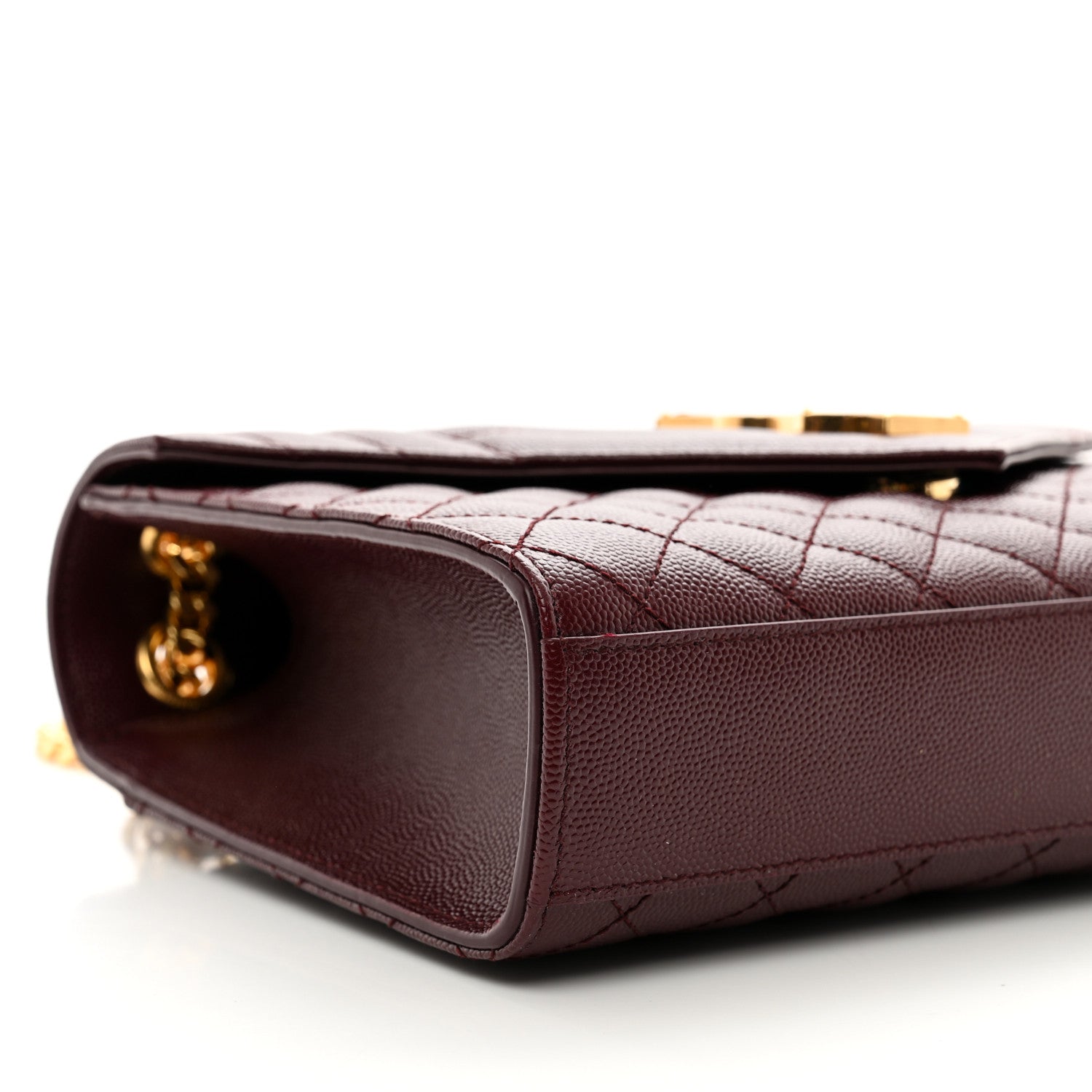 Saint Laurent Grain De Poudre Textured Mixed Matelasse Medium Triquilt Monogram Satchel Rouge Legion 9 of 10