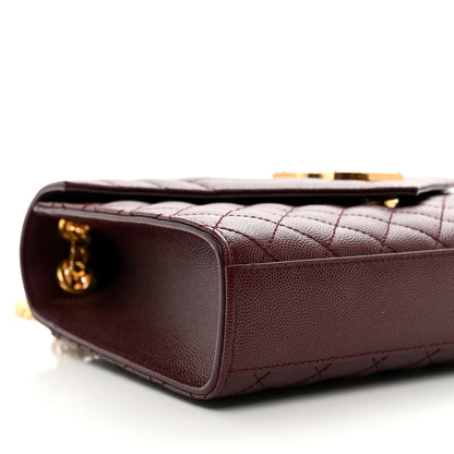 Saint Laurent Grain De Poudre Textured Mixed Matelasse Medium Triquilt Monogram Satchel Rouge Legion 9 of 10