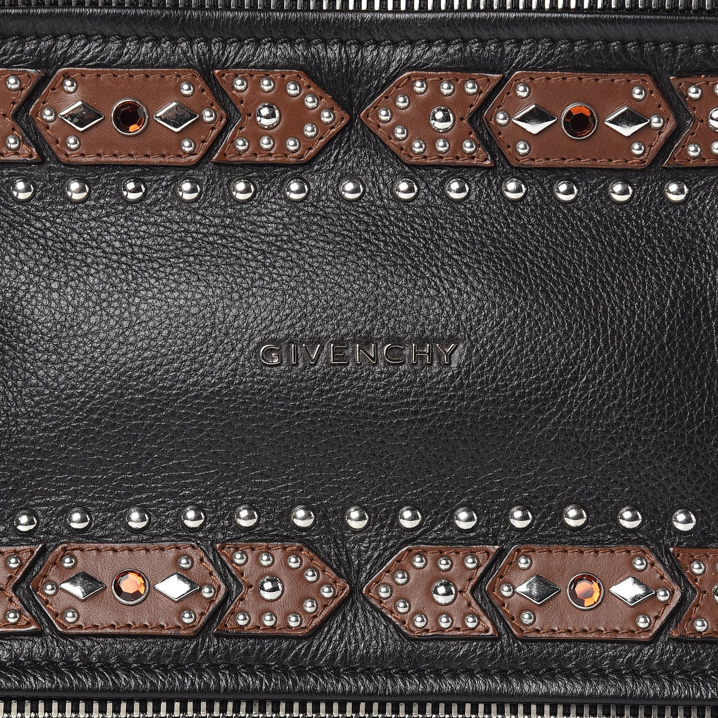 Calfskin Small Studded Pandora Black Brown