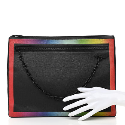 Louis Vuitton Taiga Rainbow Pochette A4 Black 2 of 8