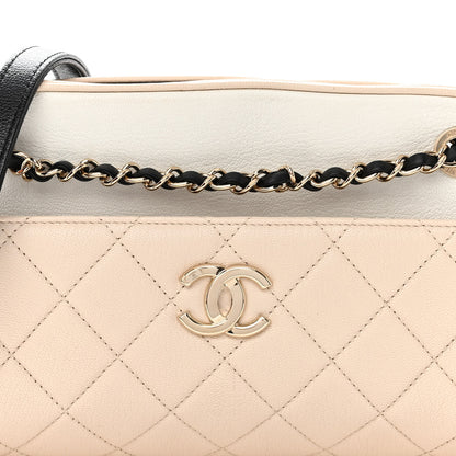 Chanel Goatskin Quilted Tri-Color Small In & Out Camera Case Black White Beige 9 of 12