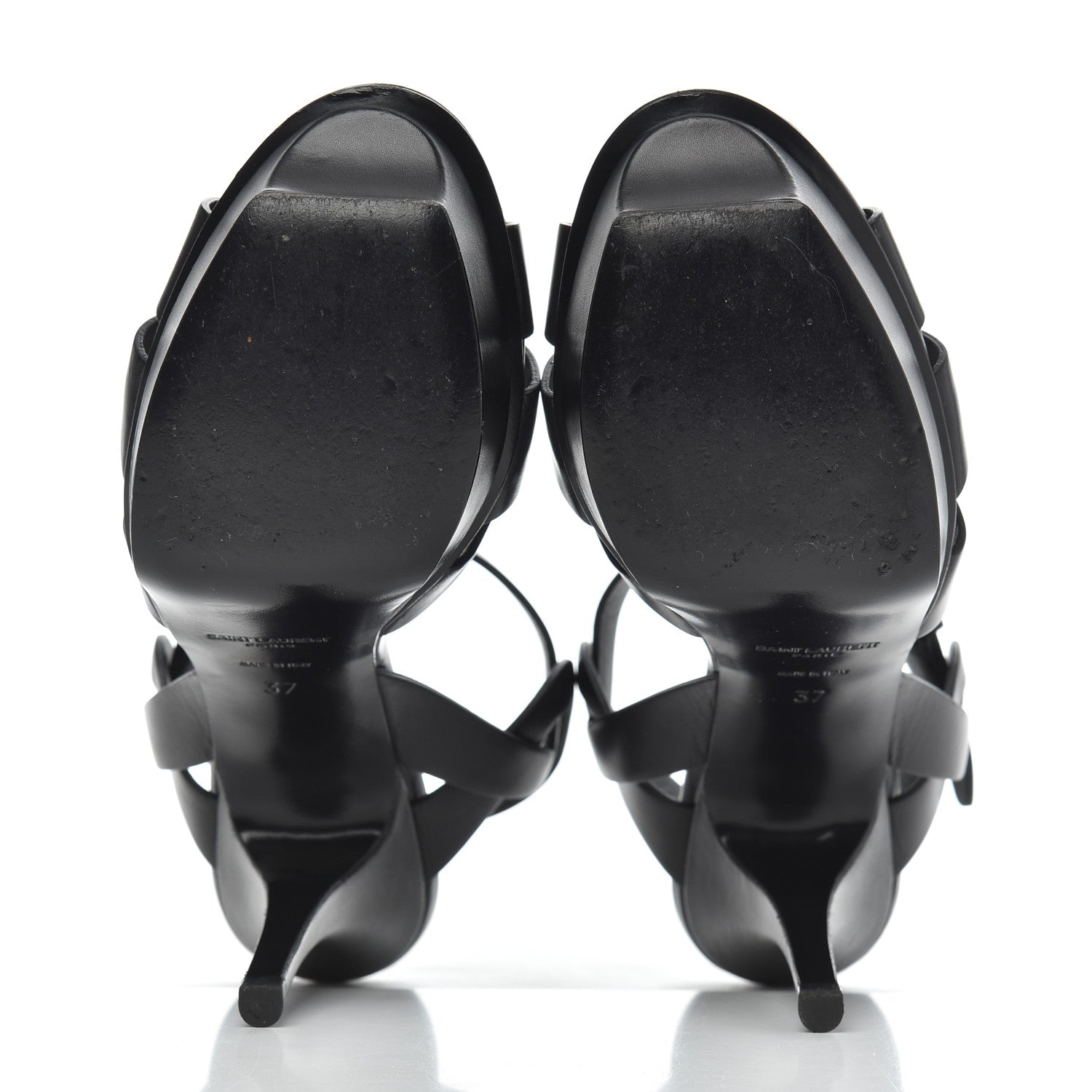 Saint Laurent Calfskin Tribute 75 Platform Sandals 37 Black 5 of 19