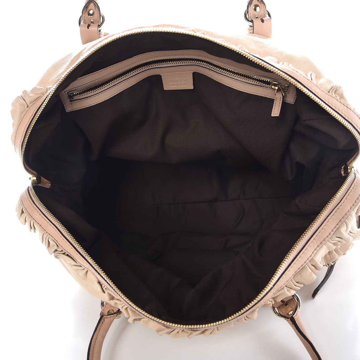Calfskin Ruffle Medium Sabrina Boston Tote Nude