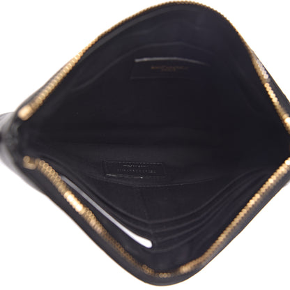 Saint Laurent Calfskin Matelasse Chevron Monogram A5 Wristlet Black 5 of 8
