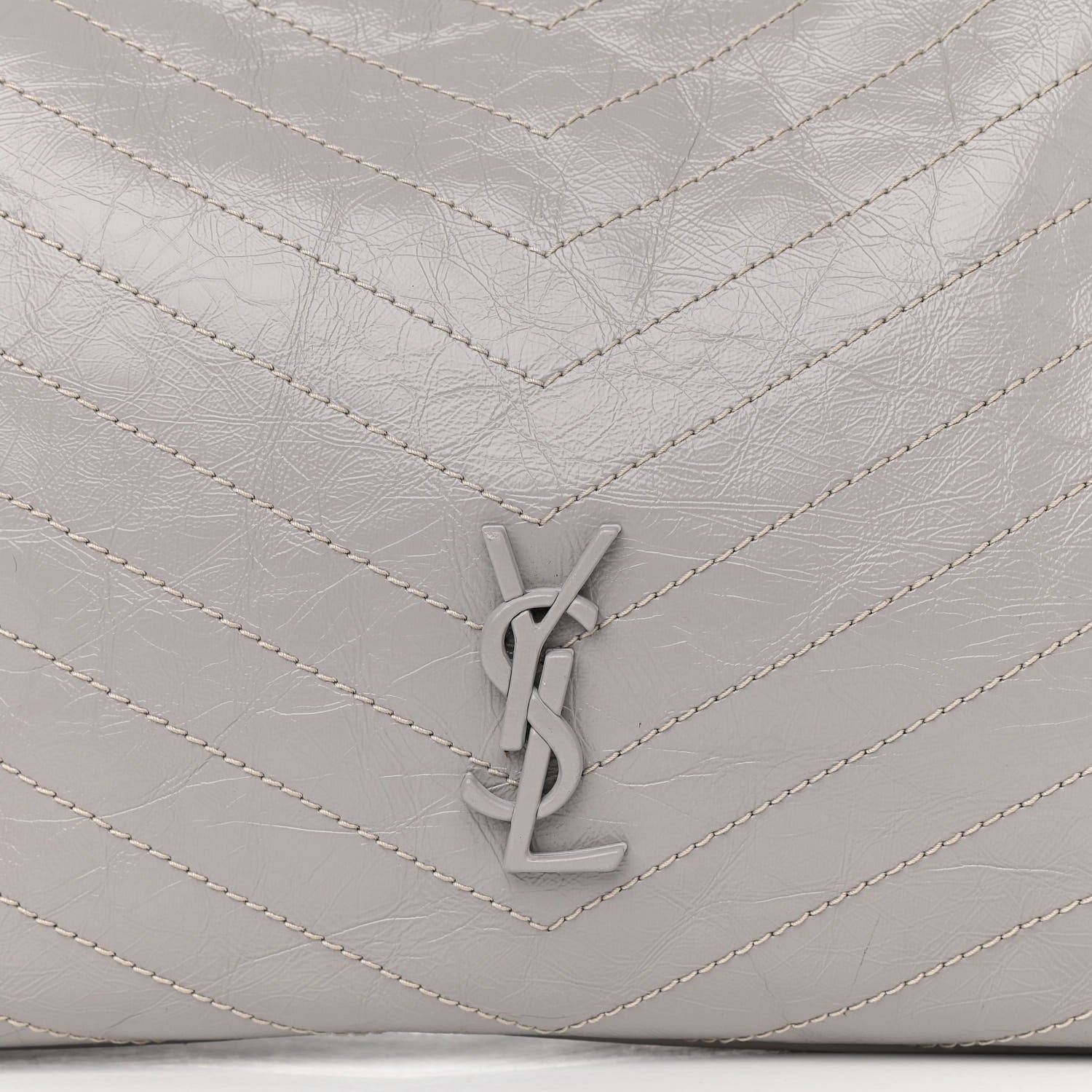 Saint Laurent Crinkled Calfskin Matelasse Monogram Niki Shoulder Bag Granite 8 of 10