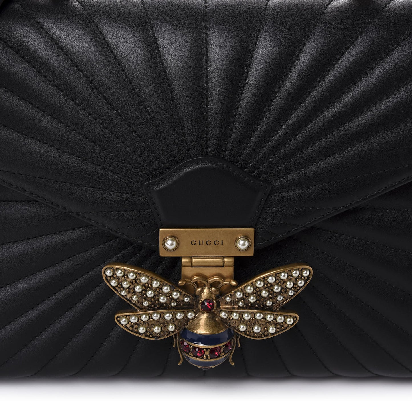 Calfskin Bamboo Trapuntata Queen Margaret Top Handle Bag Black
