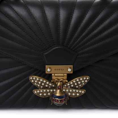 Gucci Calfskin Bamboo Trapuntata Queen Margaret Top Handle Bag Black 11 of 11