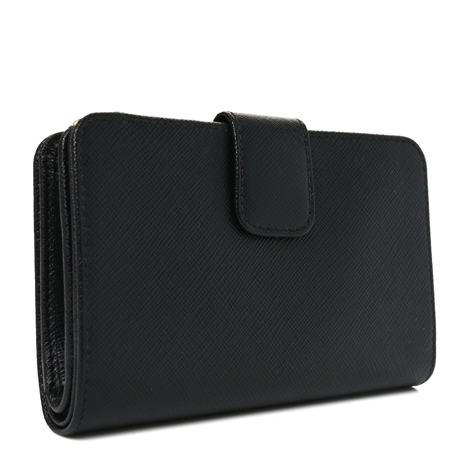 Prada Saffiano Metal Compact Wallet Black 3 of 6