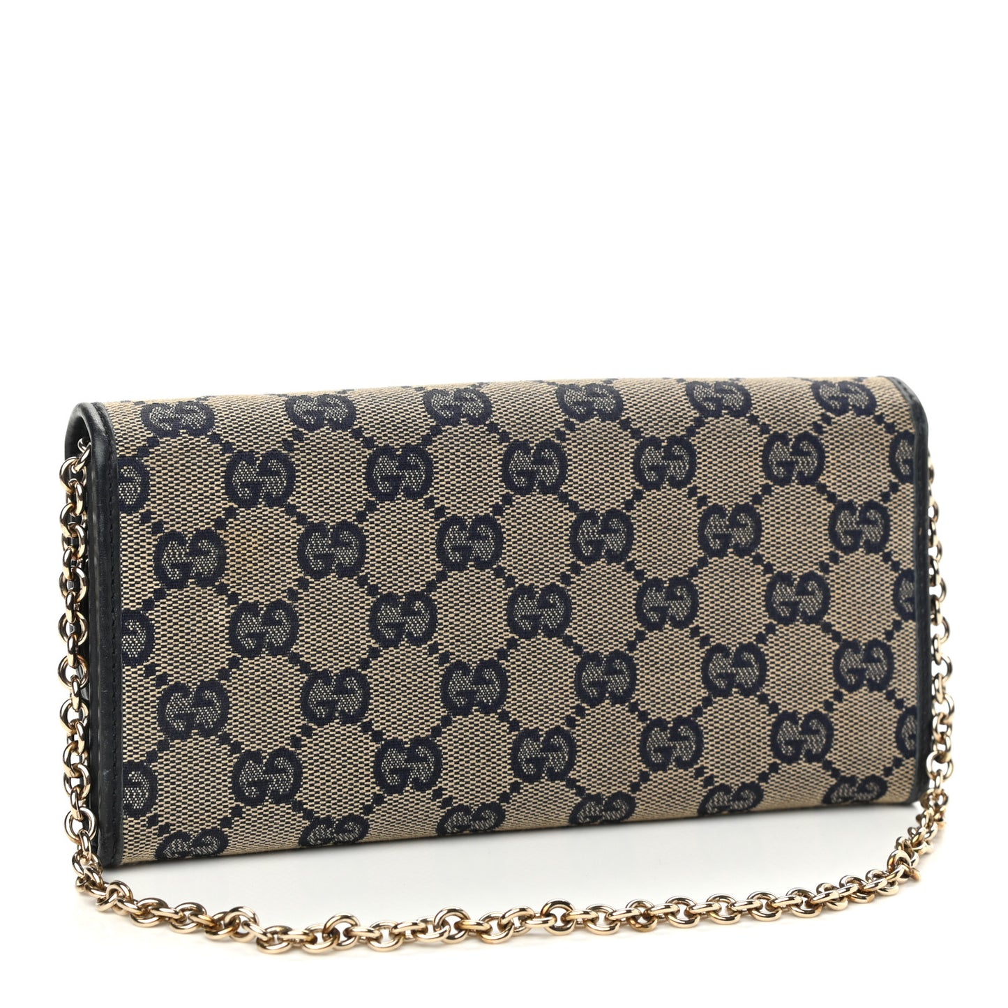 GG Supreme Monogram Dice Chain Wallet Beige Blue