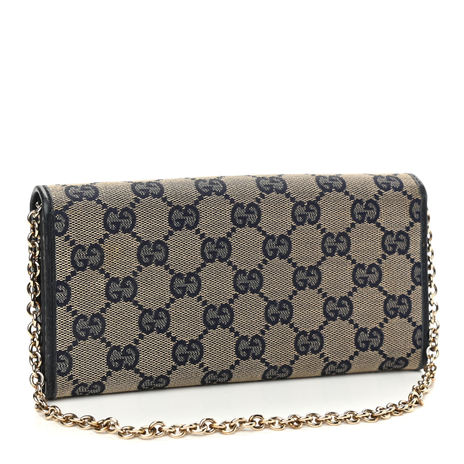 Gucci GG Supreme Monogram Dice Chain Wallet Beige Blue 3 of 10