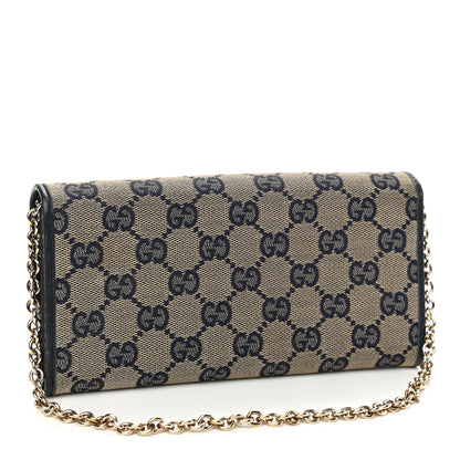 Gucci GG Supreme Monogram Dice Chain Wallet Beige Blue 3 of 10