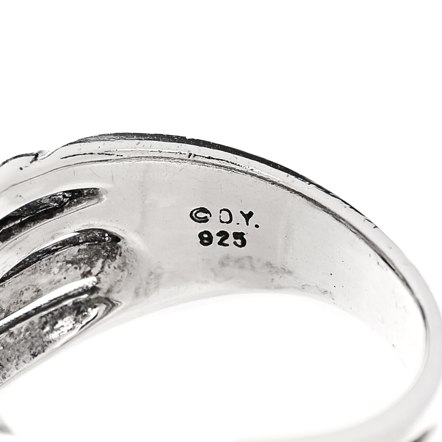 David Yurman Sterling Silver Diamond Double Crossover Cable Ring 54 7 4 of 4