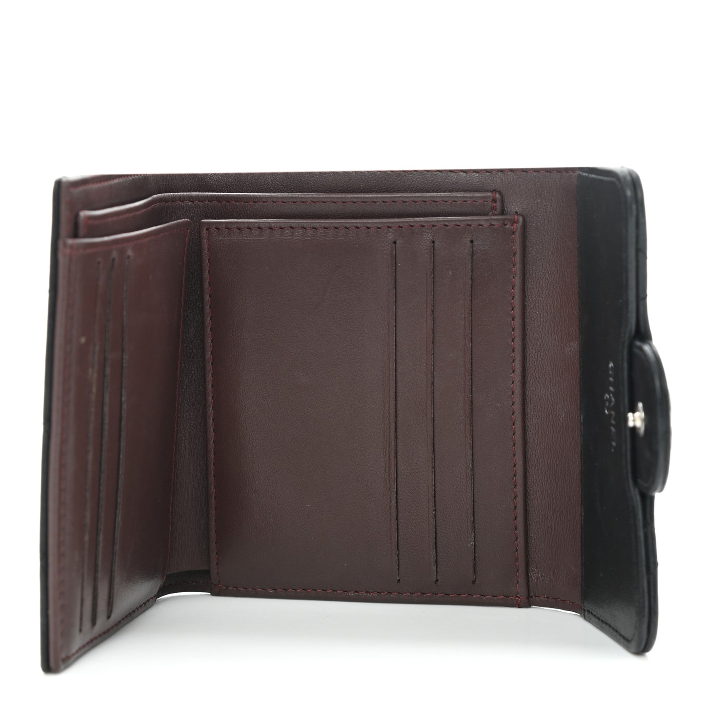 Lambskin Quilted Small Compact Wallet Black