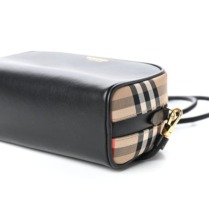 Burberry Calfskin Vintage Check Half Cube Crossbody Bag Black 8 of 9