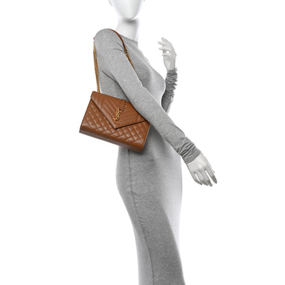 Saint Laurent Grain De Poudre Textured Mixed Matelasse Medium Triquilt Monogram Satchel Dark Cork 2 of 10