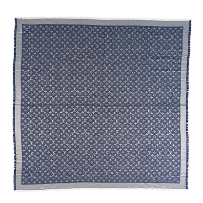 Louis Vuitton Silk Wool Monogram Denim Shawl Blue 1 of 3