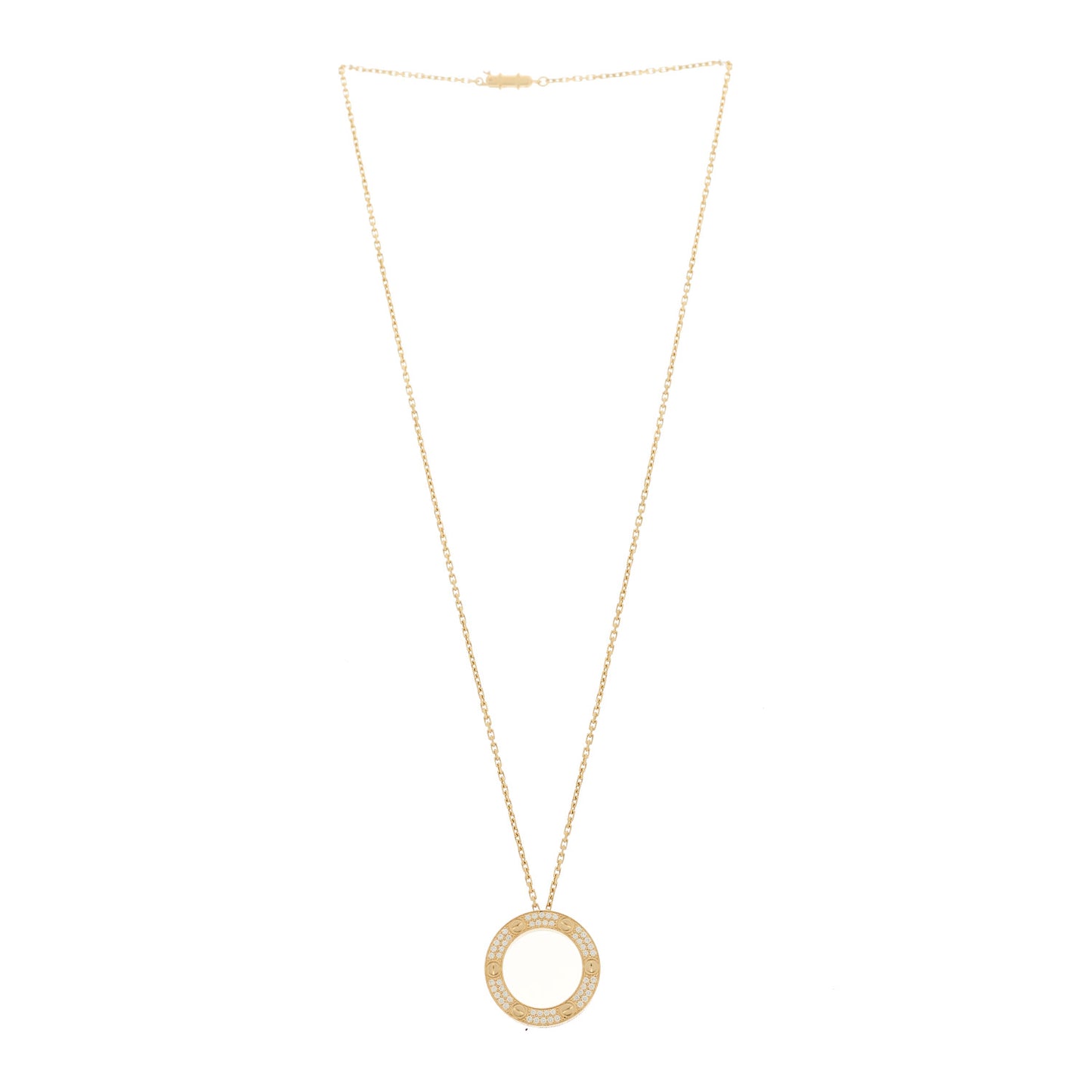 18K Yellow Gold Diamond LOVE Paved Necklace