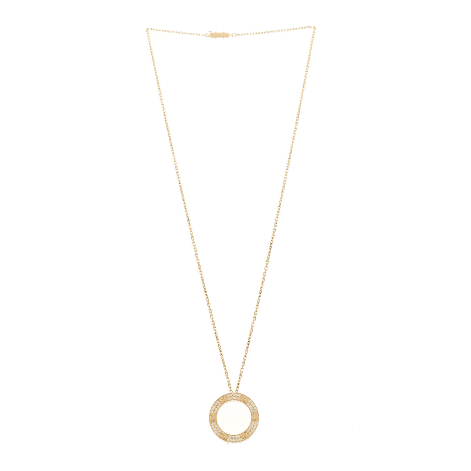 Cartier 18K Yellow Gold Diamond LOVE Paved Necklace 3 of 6
