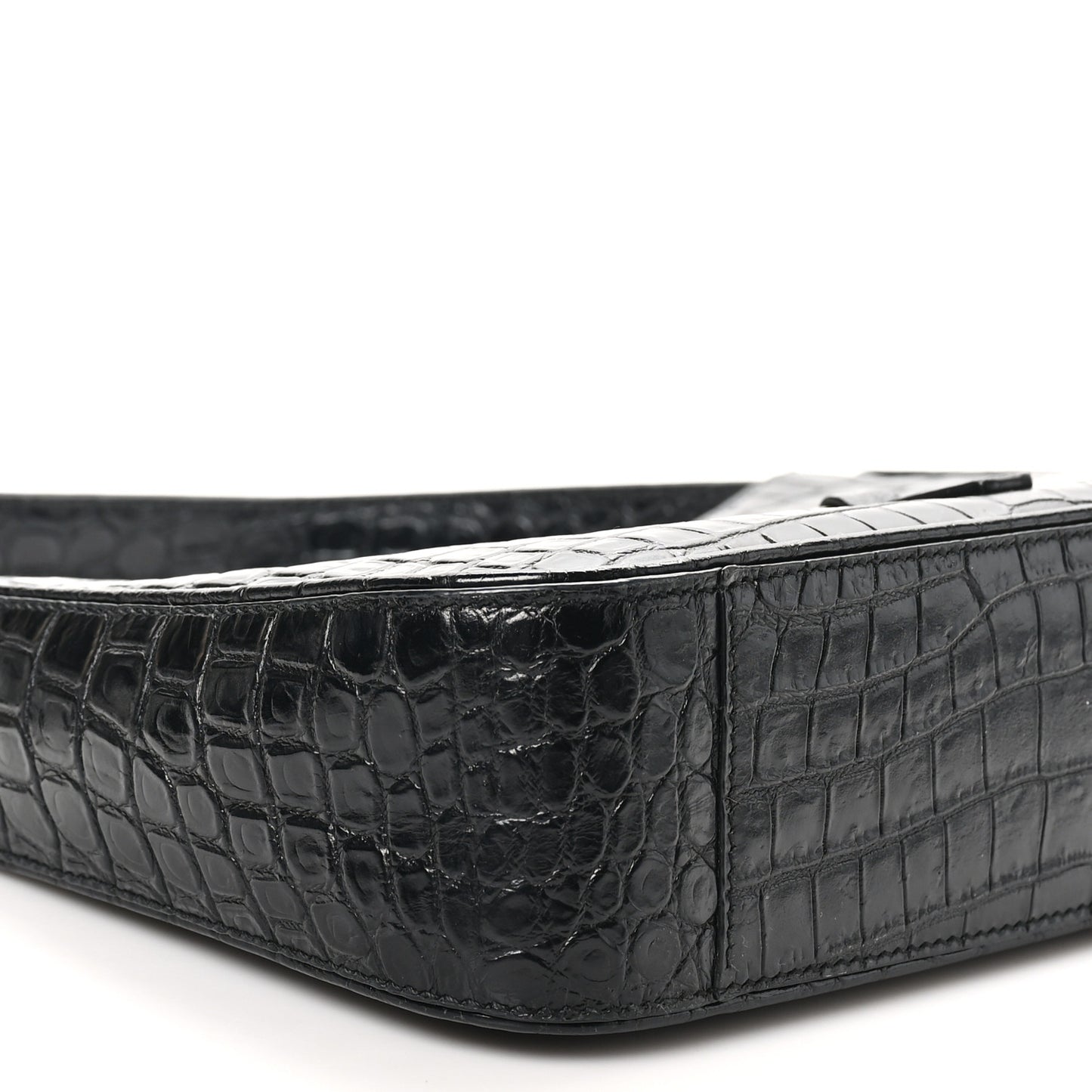 Calfskin Crocodile Embossed Le 5 A 7 Hobo Black