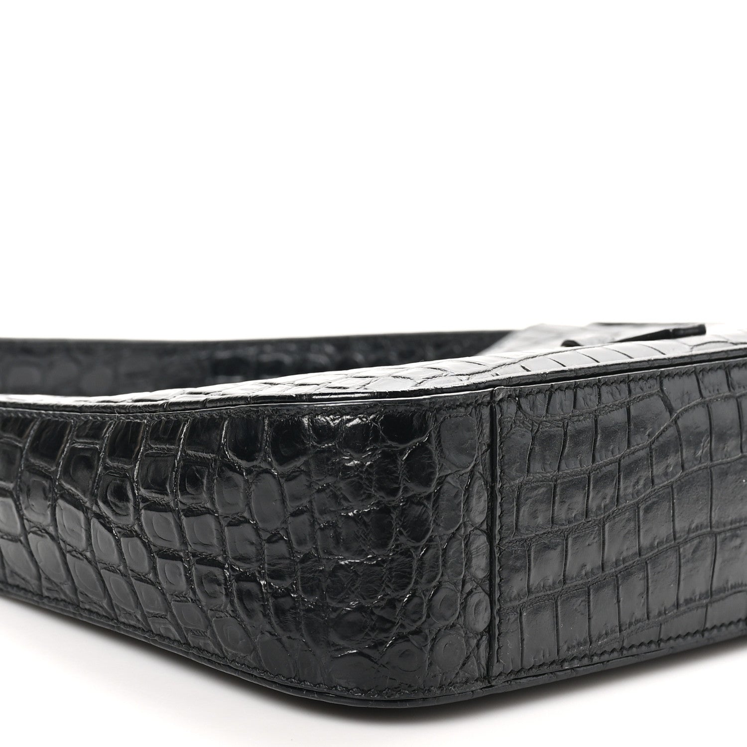 Saint Laurent Calfskin Crocodile Embossed Le 5 A 7 Hobo Black 9 of 10