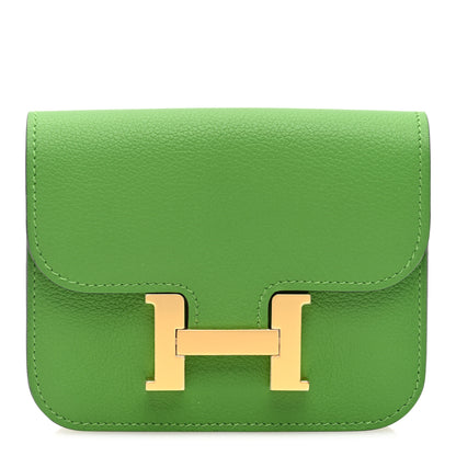 Hermes Evercolor Bi-Color Constance Slim Wallet Vert Yucca Mauve Pale 1 of 8