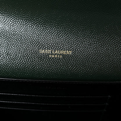 Saint Laurent Grain De Poudre Monogram Cassandra Chain Wallet Dark Green 6 of 10