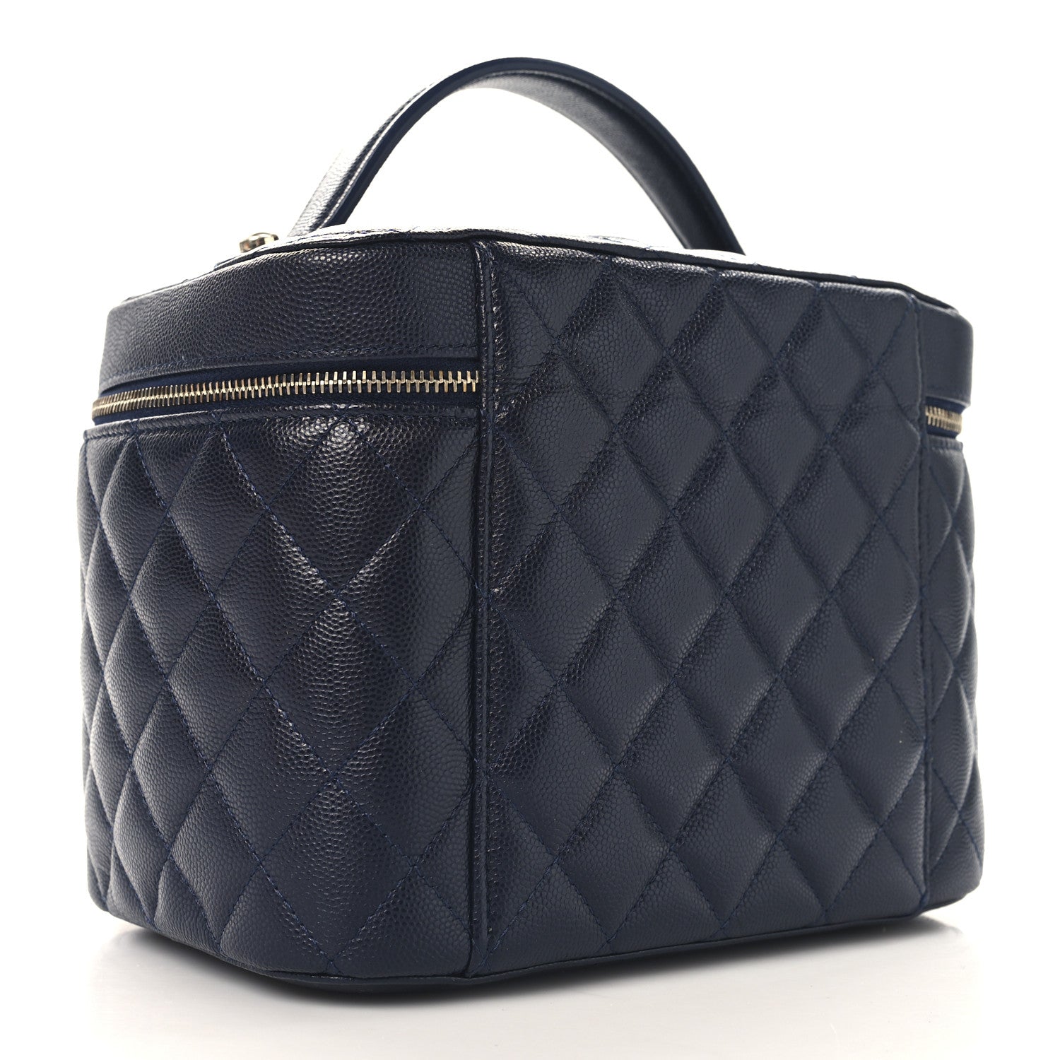 Chanel Caviar Quilted Large Vanity Pouch Dark Blue 5 of 10