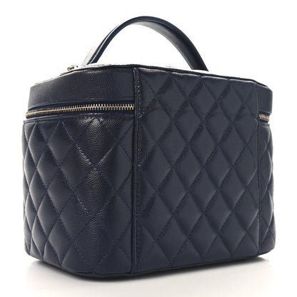 Chanel Caviar Quilted Large Vanity Pouch Dark Blue 5 of 10