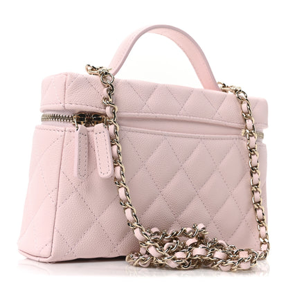 Chanel Caviar Quilted Top Handle Slim Vanity With Chain Light Pink 3 of 11