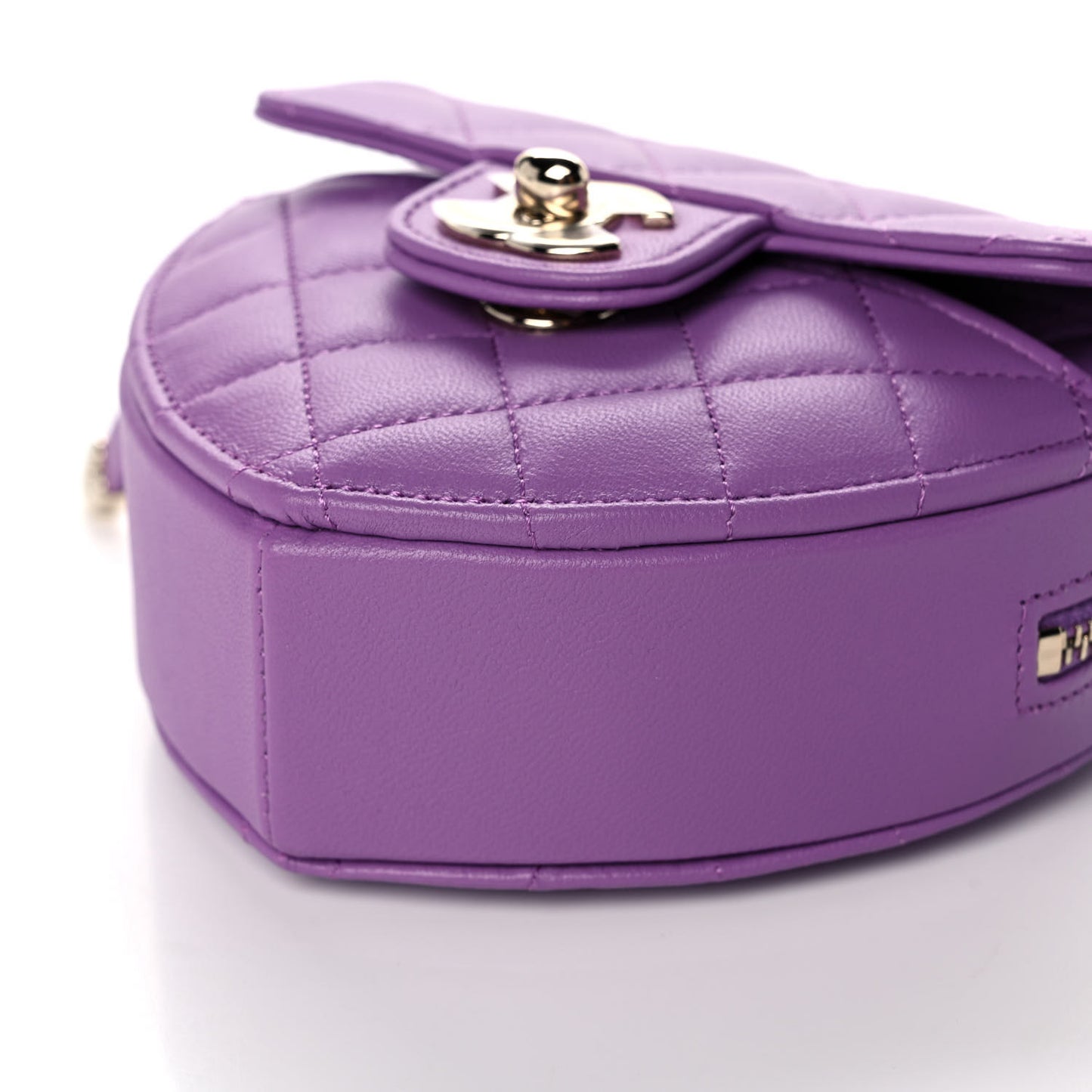 Lambskin Quilted CC In Love Heart Clutch With Chain Purple