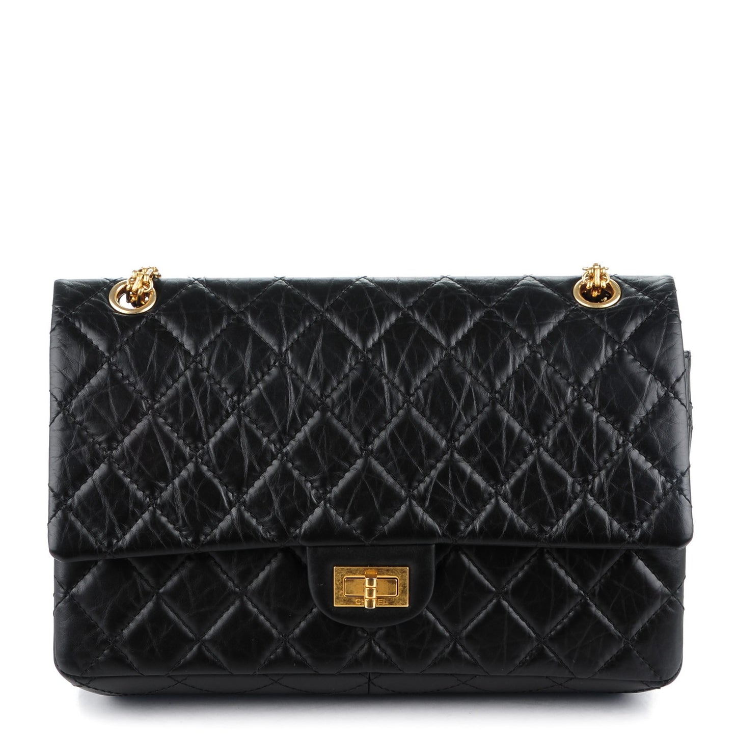Aged Calfskin Quilted 2.55 Reissue 225 Flap Black