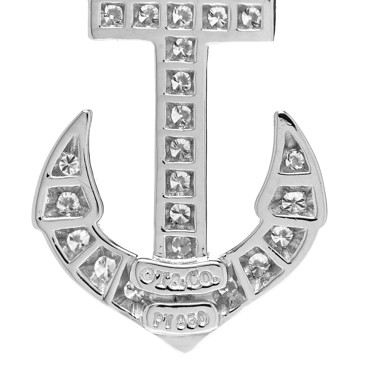 Tiffany Platinum Diamond Anchor Pendant Necklace 4 of 6