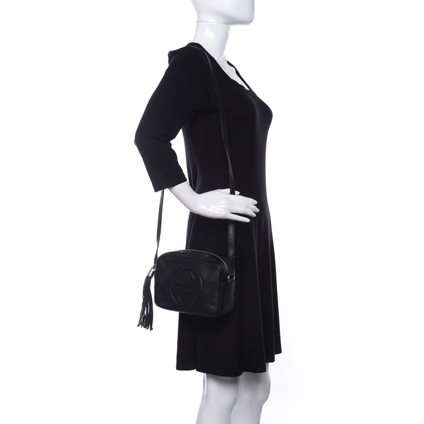 Pebbled Calfskin Small Soho Disco Bag Black