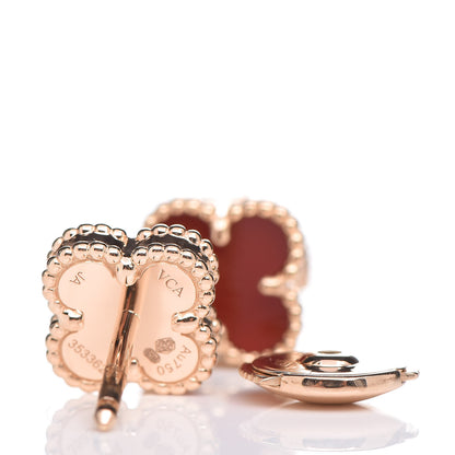 Van Cleef & Arpels 18K Rose Gold Carnelian Sweet Alhambra Earrings 4 of 6