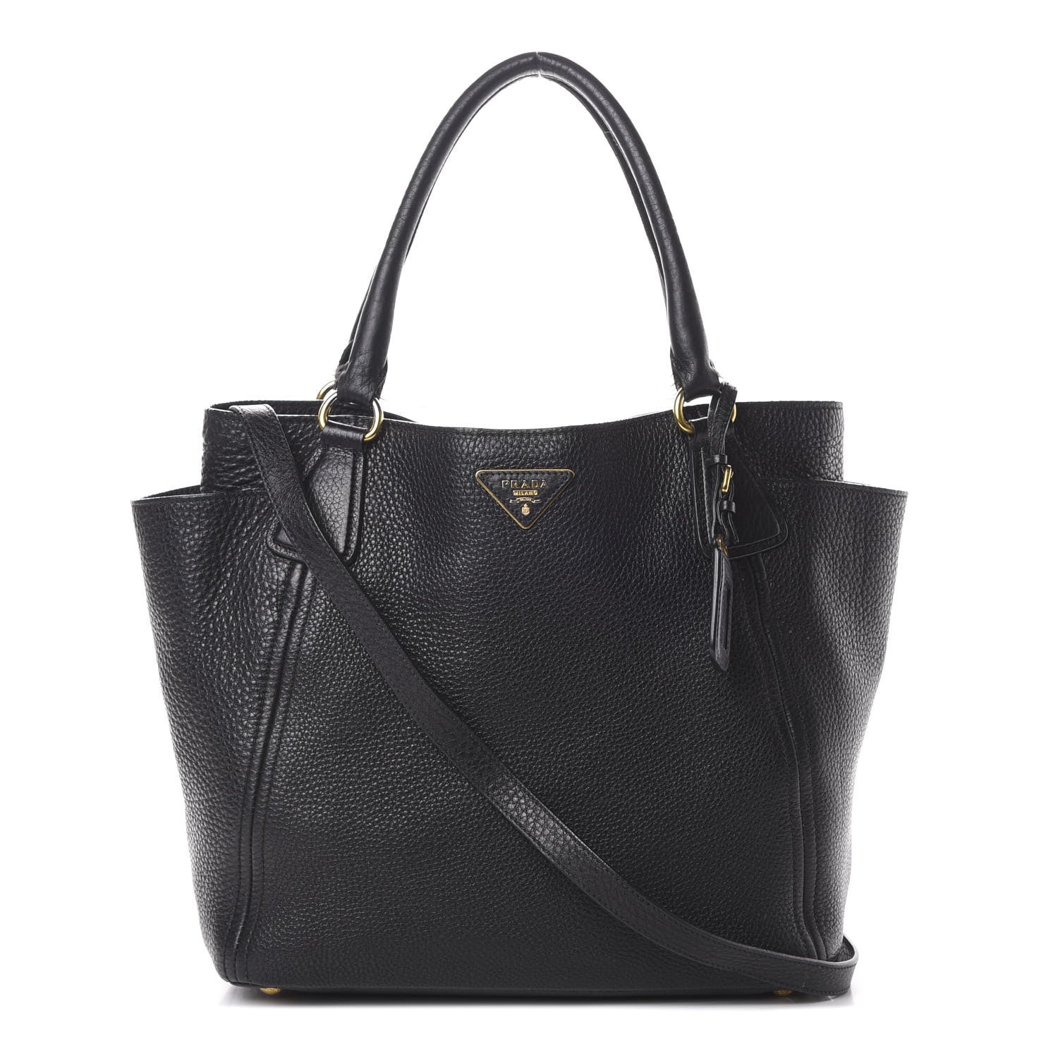 Prada Vitello Daino Side Pocket Tote Black 1 of 13