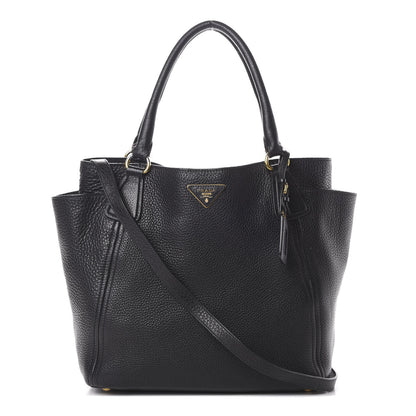 Prada Vitello Daino Side Pocket Tote Black 1 of 13