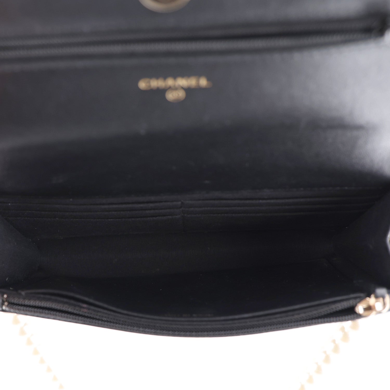 Chanel Lambskin Quilted Pearl Wallet On Chain WOC Black 5 of 11