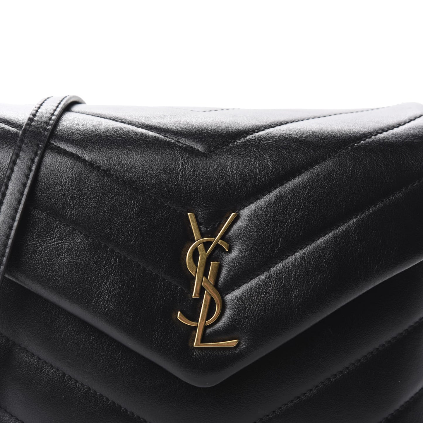 Calfskin Y Quilted Monogram Toy Loulou Crossbody Bag Black