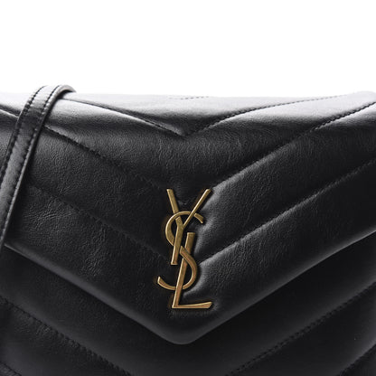 Saint Laurent Calfskin Y Quilted Monogram Toy Loulou Crossbody Bag Black 12 of 13