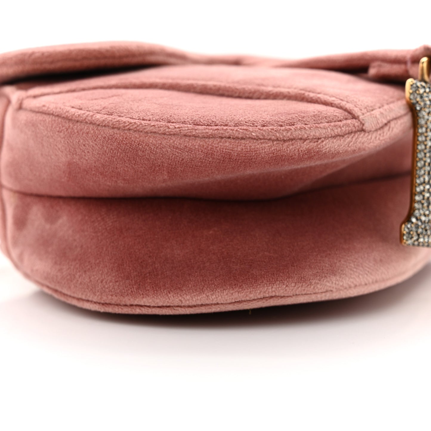 Velvet Crystal Mini Saddle Bag Pink
