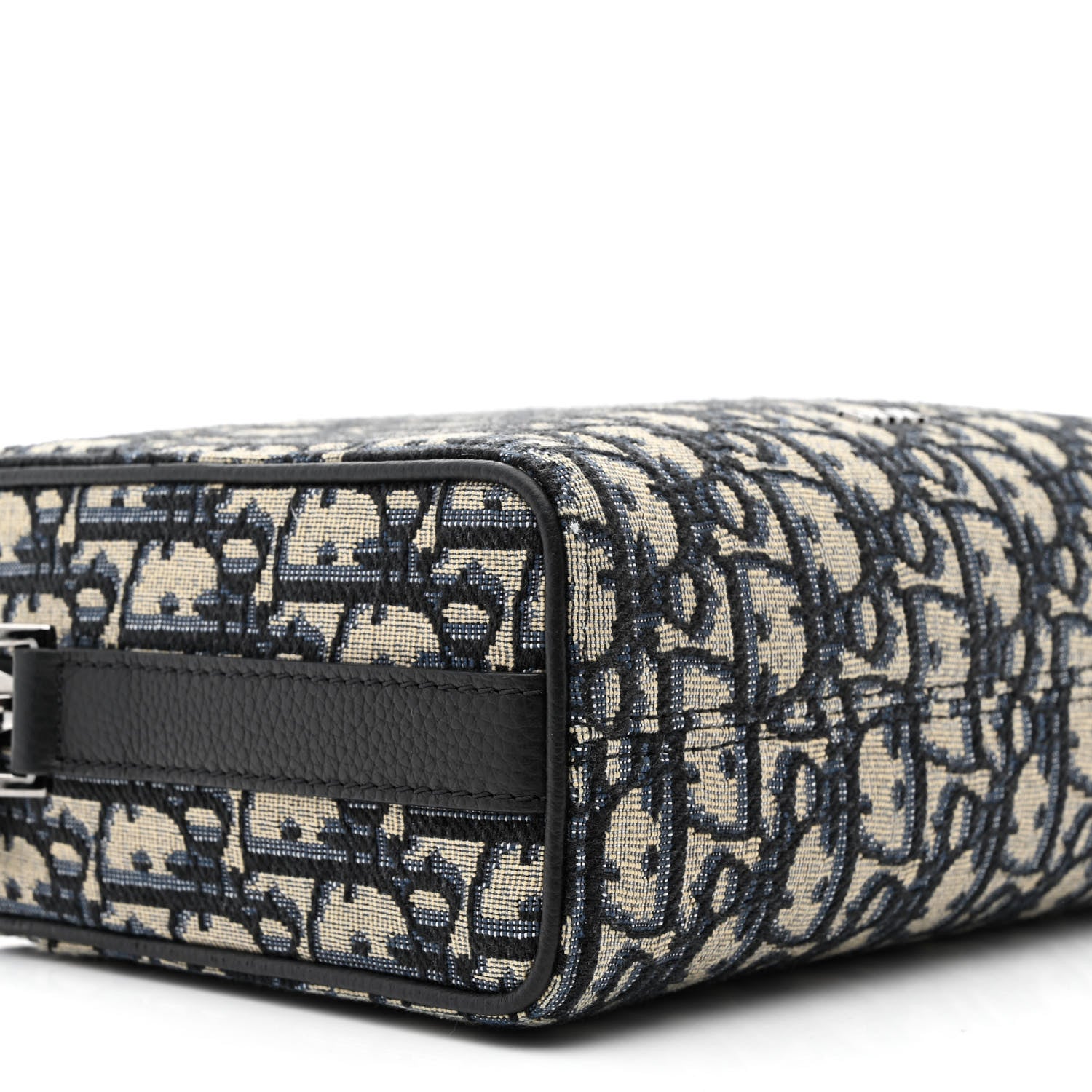 Christian Dior Oblique Jacquard Grained Calfskin Lingot Pouch Beige Black 9 of 11