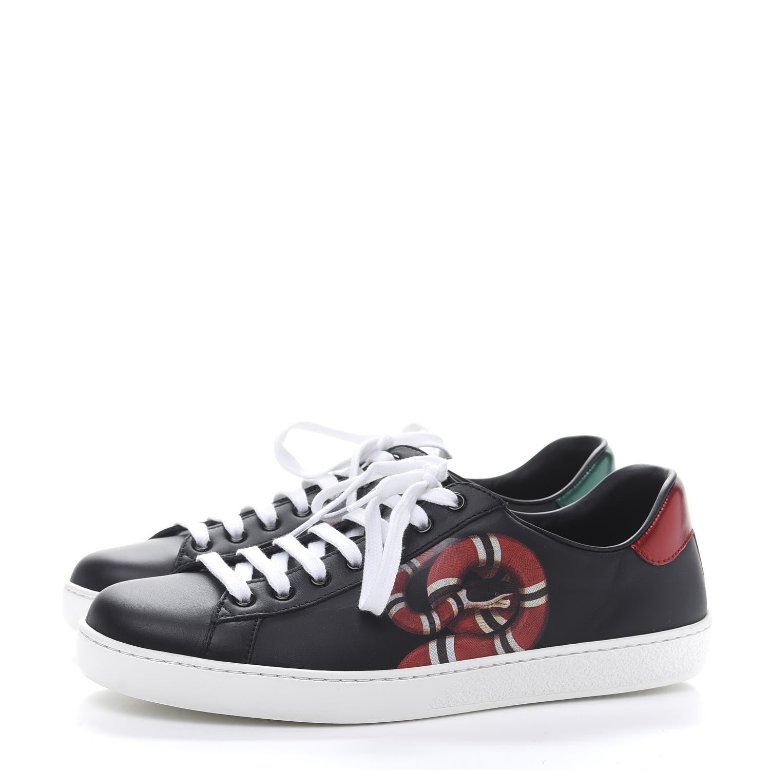 Gucci Calfskin Kingsnake Mens Ace Sneakers 8.5 Black Multicolor 3 of 10