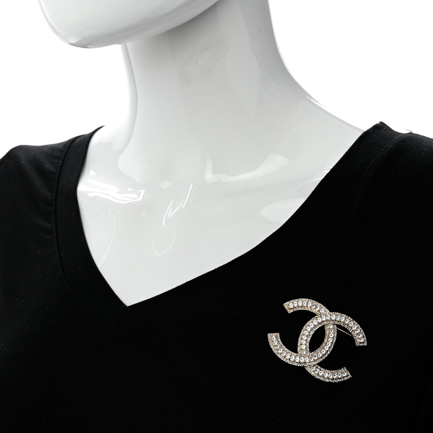 Crystal CC Brooch Light Gold