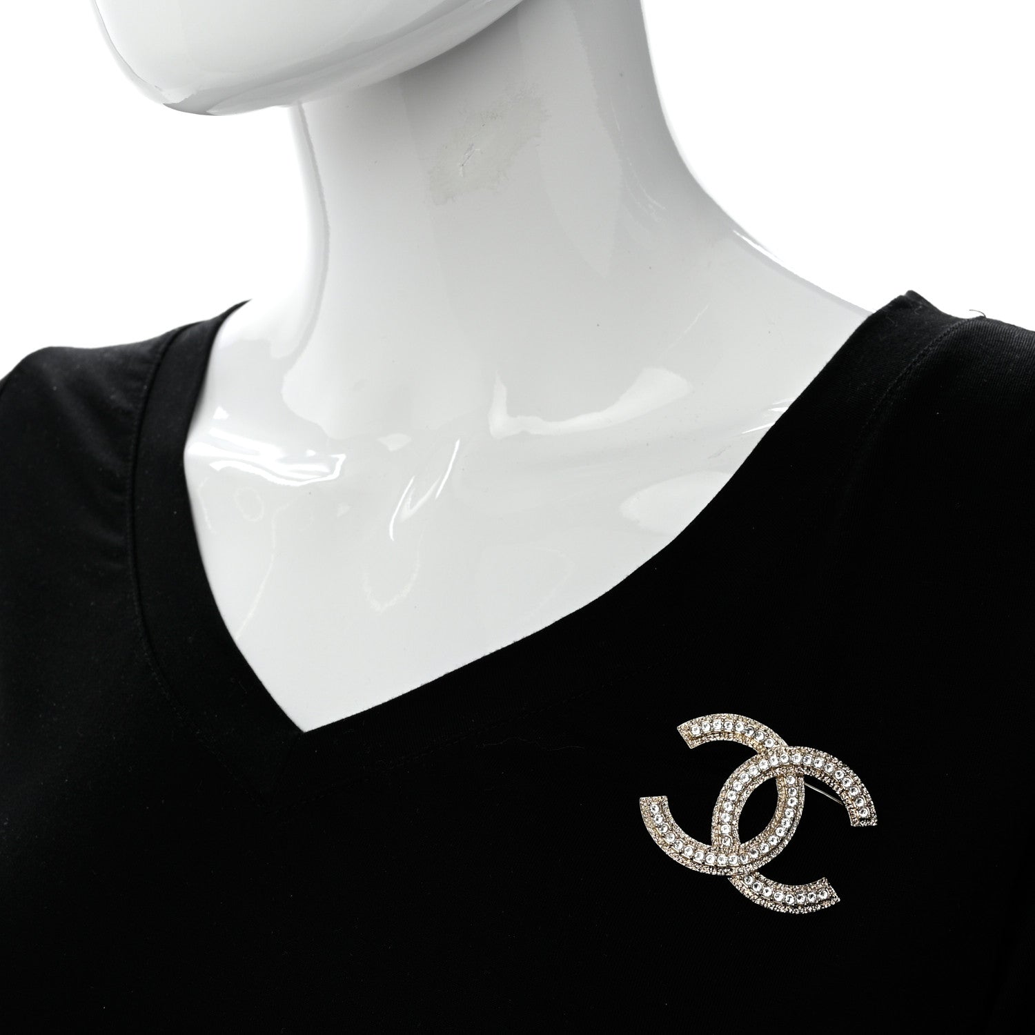 Chanel Crystal CC Brooch Light Gold 2 of 5