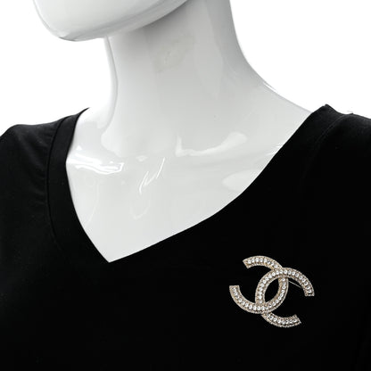 Chanel Crystal CC Brooch Light Gold 2 of 5