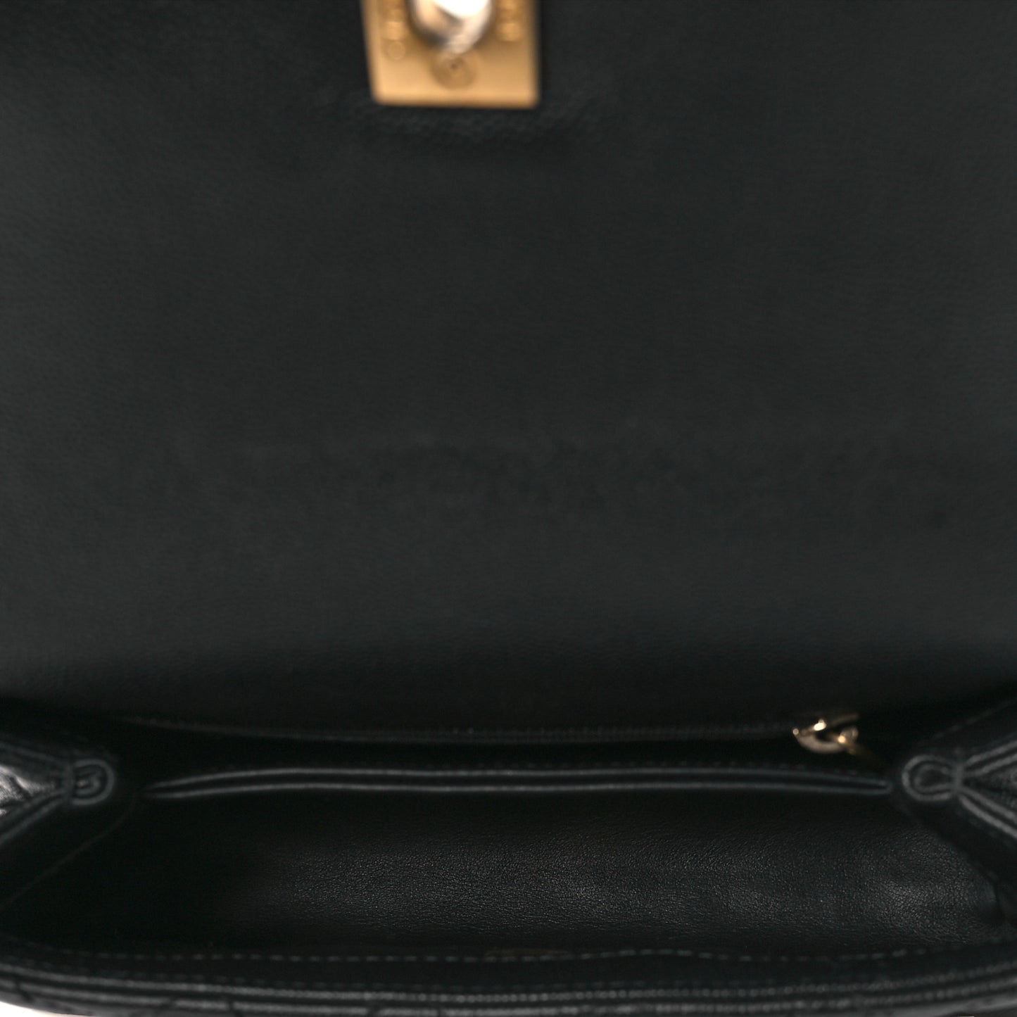 Caviar Lizard Embossed Quilted Mini Coco Handle Flap Black