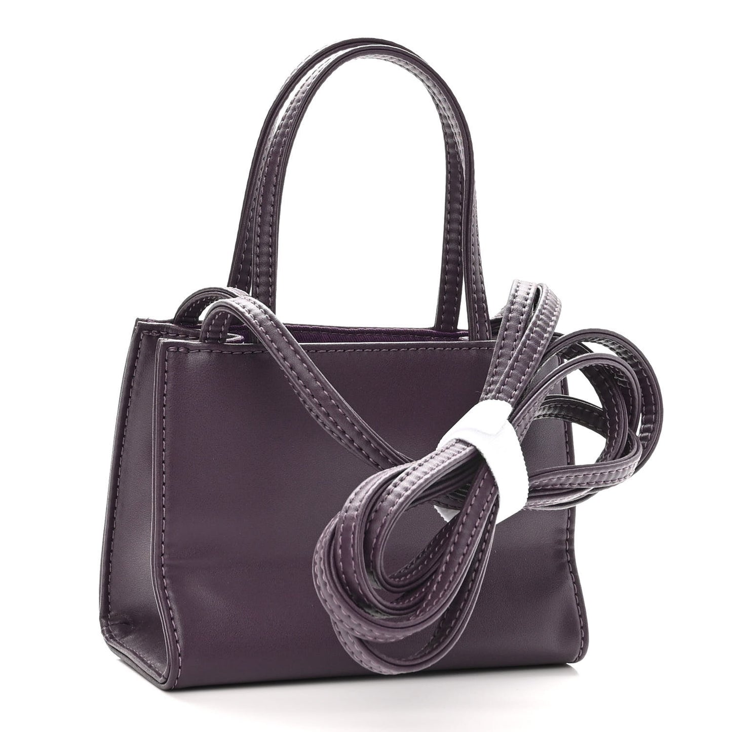 Vegan Leather Small Shopping Bag Eggplant