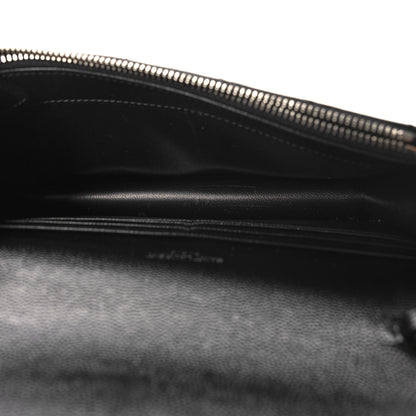 Saint Laurent Grain De Poudre Matelasse Chevron Monogram Envelope Chain Wallet Black 5 of 10